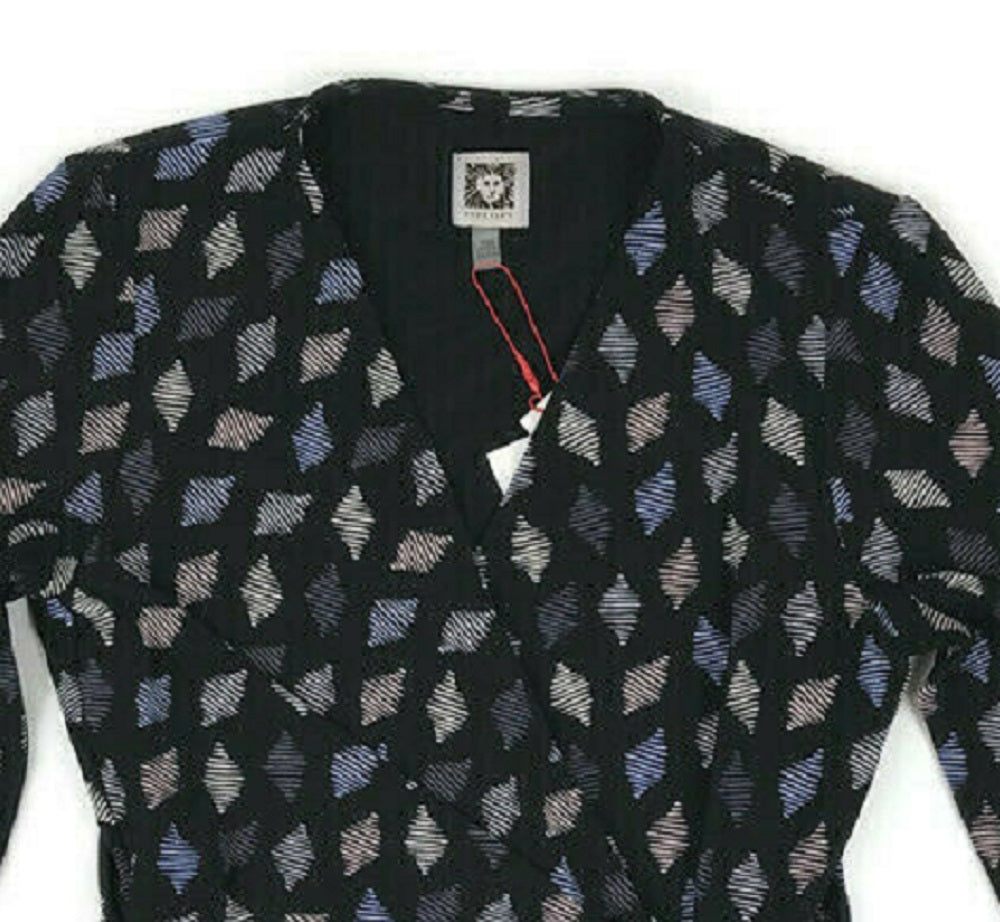 Blusa feminina Anne Klein estampada com manga 3/4 para usar no trabalho, cinza, tamanho XX-S