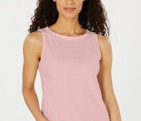 Regata feminina de algodão texturizado Charter Club, rosa, tamanho extragrande