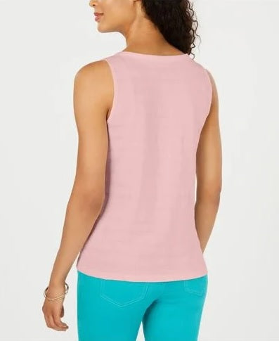 Regata feminina de algodão texturizado Charter Club, rosa, tamanho extragrande