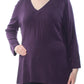 Karen Scott Suéter Feminino com Decote em V e Listras Roxo Tamanho XS