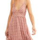 Vestido feminino Adella Lace &amp; Burnout Velvet Slipdress rosa tamanho pequeno