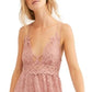 Vestido feminino Adella Lace &amp; Burnout Velvet Slipdress rosa tamanho pequeno