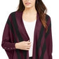 Cardigan feminino Alfani listrado com frente aberta, vermelho/preto, tamanho P