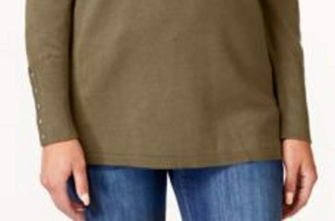 JM Collection Suéter feminino de gola alta pequena marrom tamanho pequeno médio