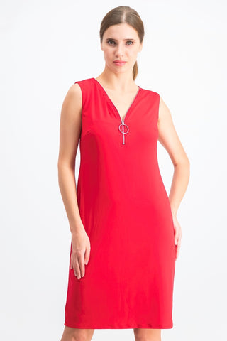 Vestido feminino JM Collection Petite com decote em zíper, vermelho, tamanho pequeno pequeno