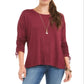 Top feminino com cordão e punho, estilo &amp; co, vermelho, tamanho pequeno GG