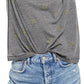 Camisetas femininas Free People Camo Arielle Manga Longa Cinza Tamanho Médio