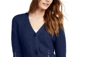 Cardigan com ilhós Pink Rose Juniors, preto, tamanho grande