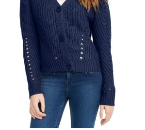 Cardigan com ilhós Pink Rose Juniors, preto, tamanho grande