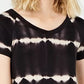 Camiseta estampada Ultra Flirt Juniors com amarração frontal, preta, tamanho X-S