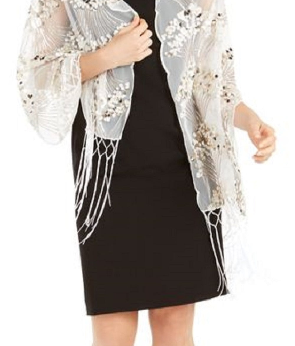 INC International Concepts Feminino Art Déco Sequin Wrap Branco Tamanho Regular