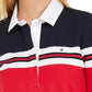 Camisa polo feminina Tommy Hilfiger de manga comprida vermelha/azul tamanho X-S