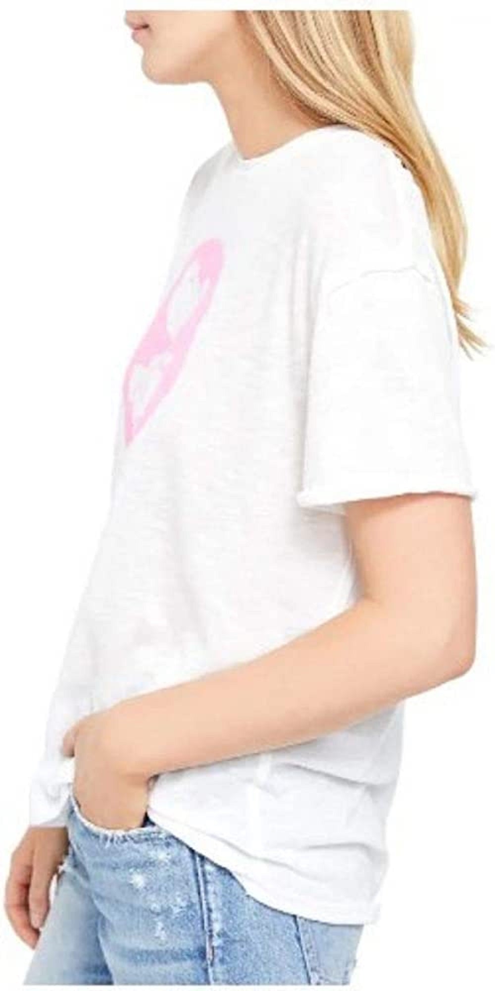Camiseta feminina Woodstock Clarity Cotton Blend da Free People, branca, tamanho grande