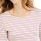 Top feminino com listras metálicas Charter Club, rosa, tamanho X-S
