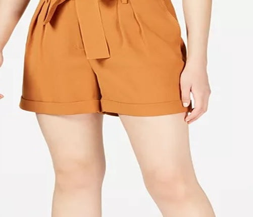 Shorts de crepe com cinto Bar III feminino marrom tamanho 0