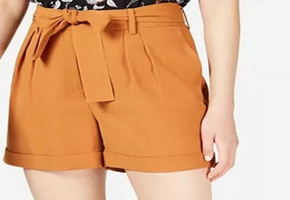 Shorts de crepe com cinto Bar III feminino marrom tamanho 0