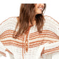 Suéter túnica listrado de manga comprida e gola redonda feminino Free People, tamanho pequeno, branco