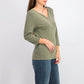 Karen Scott Blusa Feminina Petite Cotton Henley com Gola Verde Oliva Tamanho Médio