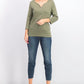Karen Scott Blusa Feminina Petite Cotton Henley com Gola Verde Oliva Tamanho Médio