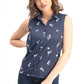 Camisa feminina pequena com estampa floral Charter Club, preta, tamanho 16, pequena