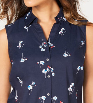 Camisa feminina pequena com estampa floral Charter Club, preta, tamanho 16, pequena