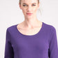 Karen Scott Top feminino de algodão com decote redondo, tamanho XL, roxo
