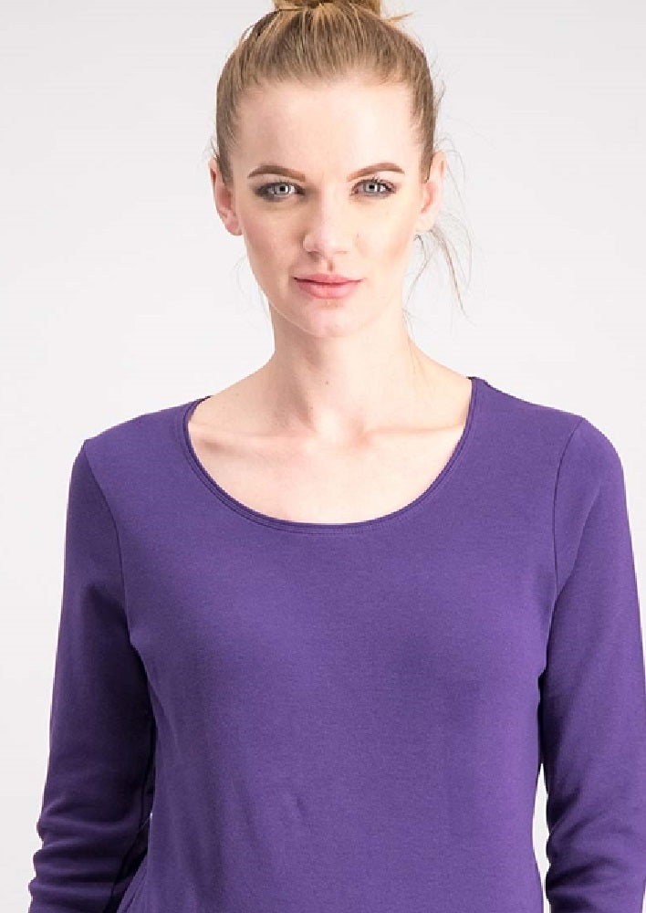 Karen Scott Top feminino de algodão com decote redondo, tamanho XL, roxo