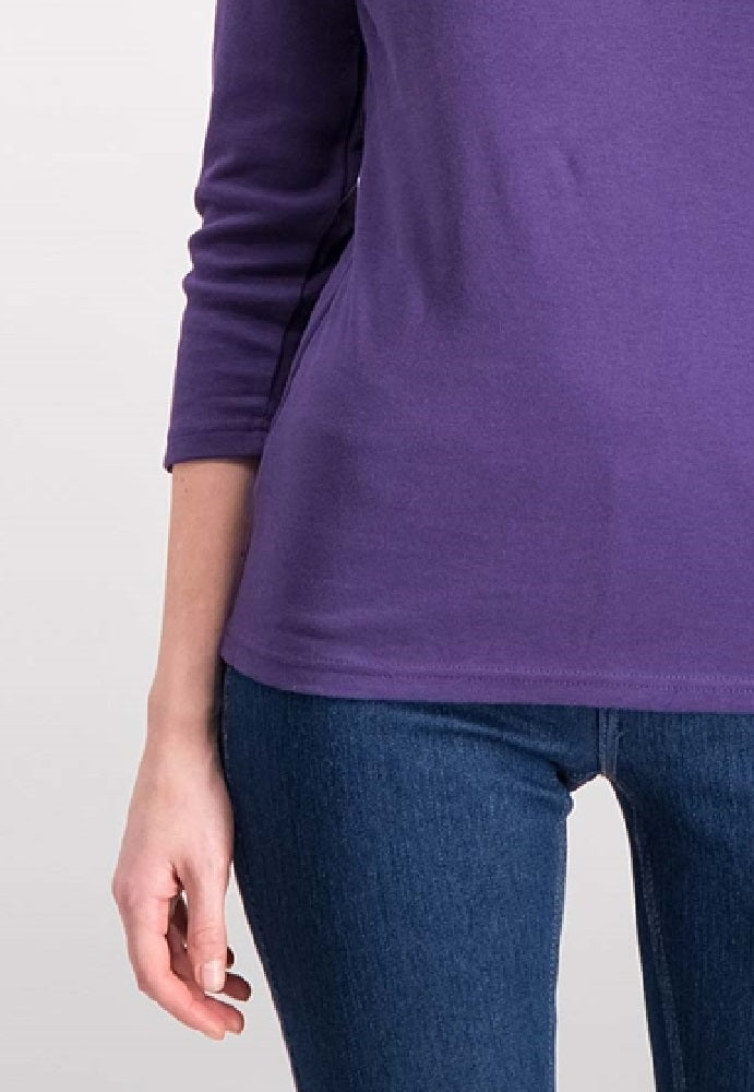 Karen Scott Top feminino de algodão com decote redondo, tamanho XL, roxo