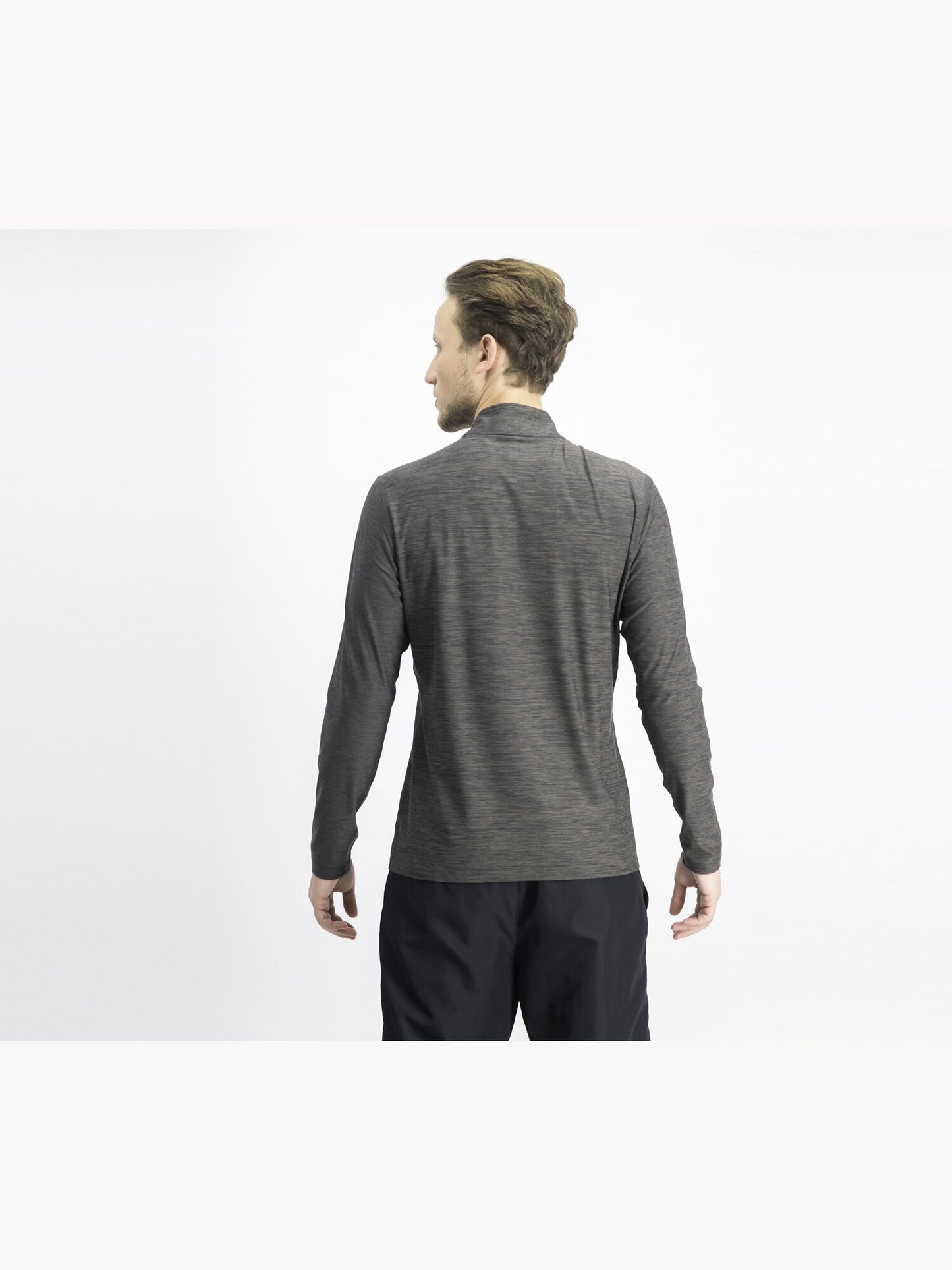 Suéter masculino Ideology cinza mesclado, manga comprida, gola alta, zíper, tamanho XX-G