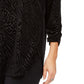 JM Collection Blusa feminina estampada de veludo com zíper e acabamento em preto, tamanho pequeno