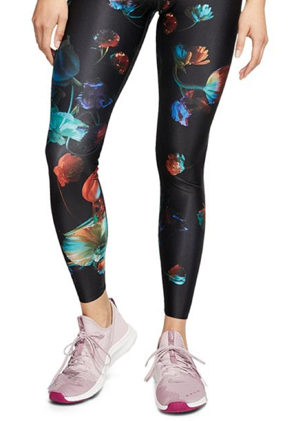 Calça de treino Nike Power Dri Fit Floral Print Cintura alta, azul, tamanho XS