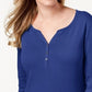 Karen Scott Top Henley de Algodão Feminino Azul Tamanho P