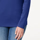 Karen Scott Top Henley de Algodão Feminino Azul Tamanho P
