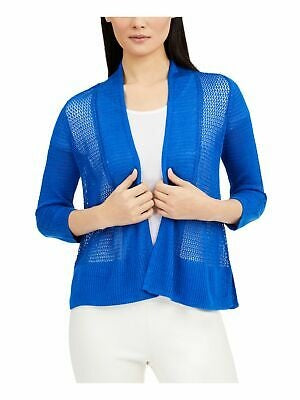 Cardigan aberto de malha com renda azul feminino Alfani, tamanho X-S