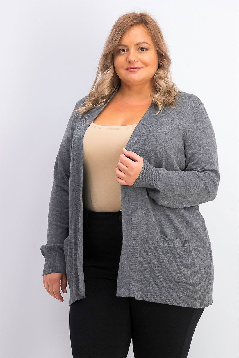 Karen Scott Cardigan feminino plus size com abertura frontal cinza tamanho 0X