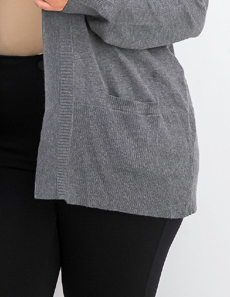 Karen Scott Cardigan feminino plus size com abertura frontal cinza tamanho 0X