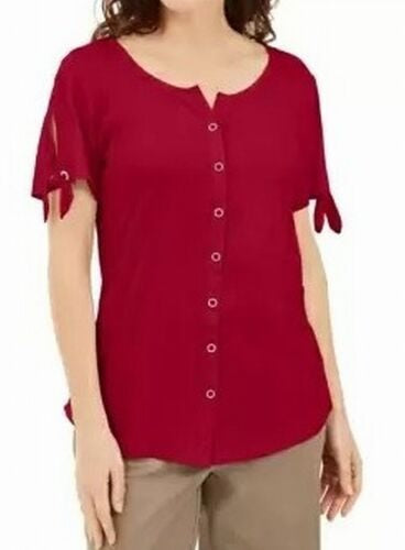 Karen Scott Blusa Feminina Manga Amarrada Vermelha Tamanho P