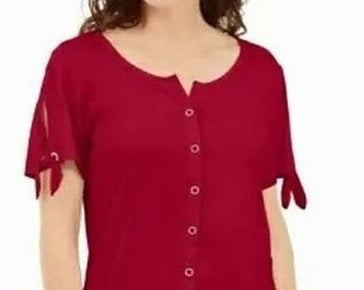 Karen Scott Blusa Feminina Manga Amarrada Vermelha Tamanho P