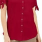Karen Scott Blusa Feminina Manga Amarrada Vermelha Tamanho P