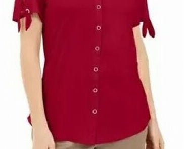 Karen Scott Blusa Feminina Manga Amarrada Vermelha Tamanho P
