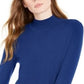 Suéter feminino Maison Jules com gola alta azul, tamanho XS