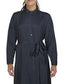 Vestido camisa de bolinhas com amarração frontal Ralph Lauren feminino, azul-marinho, tamanho 16