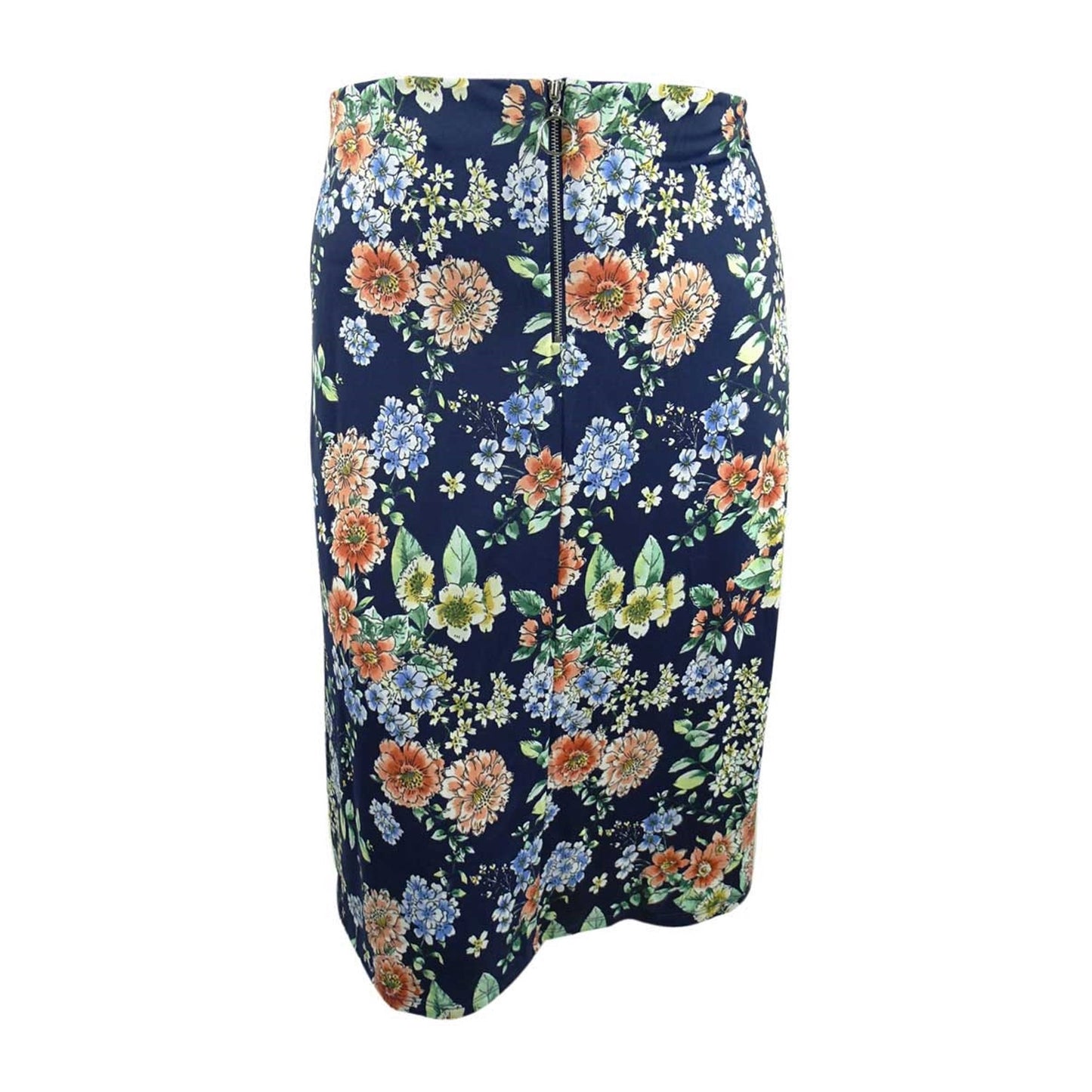 Saia estampada com zíper frontal plus size feminina NY Collection, azul, tamanho 2X