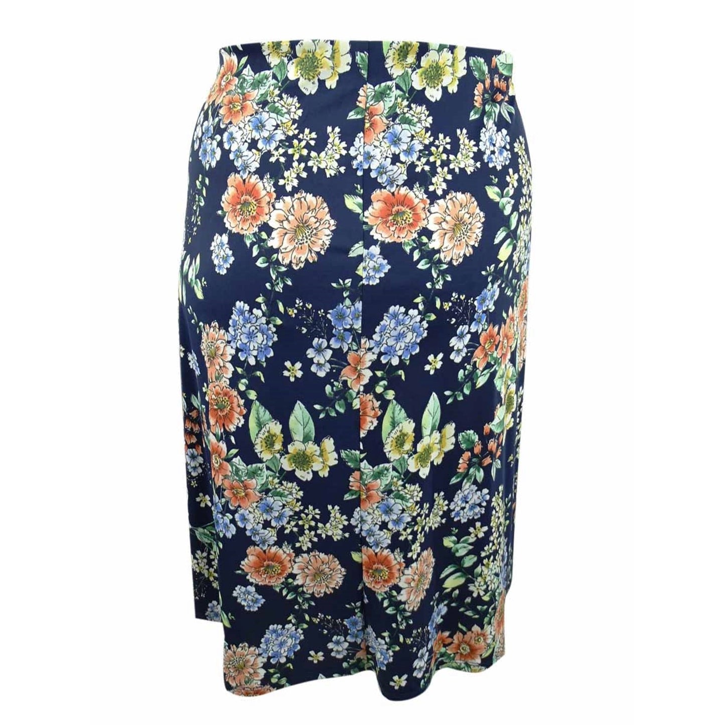 Saia estampada com zíper frontal plus size feminina NY Collection, azul, tamanho 2X