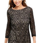 Vestido curto feminino Jessica Howard com lantejoulas e renda, manga 3/4, gola redonda, para uso no trabalho, preto, tamanho 14 P