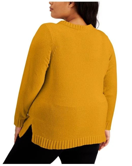 Karen Scott Suéter Feminino Gola V Chenille Dourado Tamanho XS