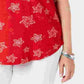 Camiseta feminina plus size de algodão estampada estilo &amp; co vermelha tamanho 0X