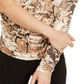 Blusa feminina com estampa de cobra e um ombro, INC International Concepts, marrom, tamanho grande