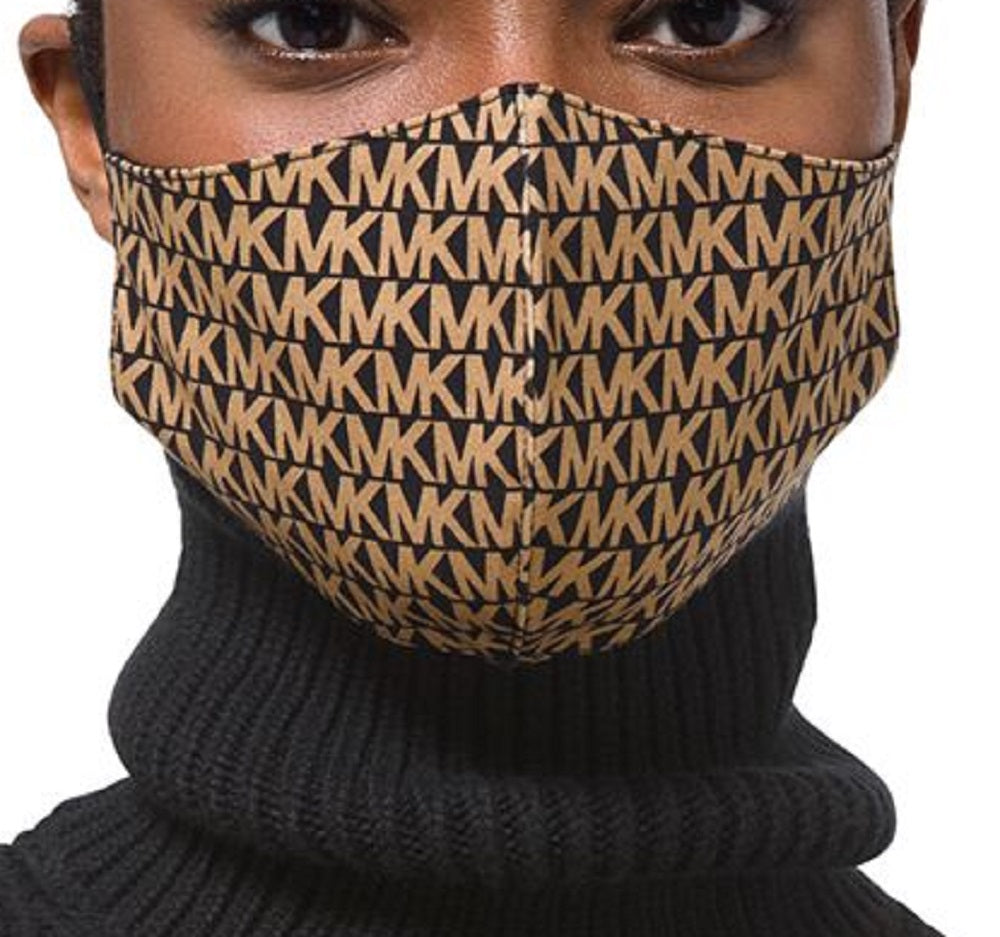 Máscara facial unissex com estampa de logotipo masculino Michael Kors, preta, tamanho pequeno
