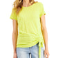 Camiseta feminina com franzido lateral da INC International Concepts, amarela, tamanho PL